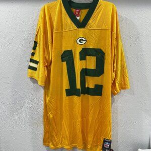 NFL Football Reebok jersey men's XL, Packers #12 Aaron Rodgers in gold and green